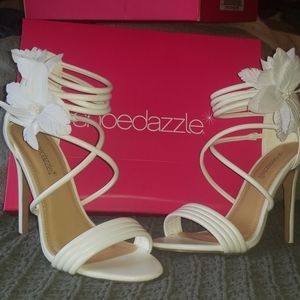 White summer heels, 3.5 inches